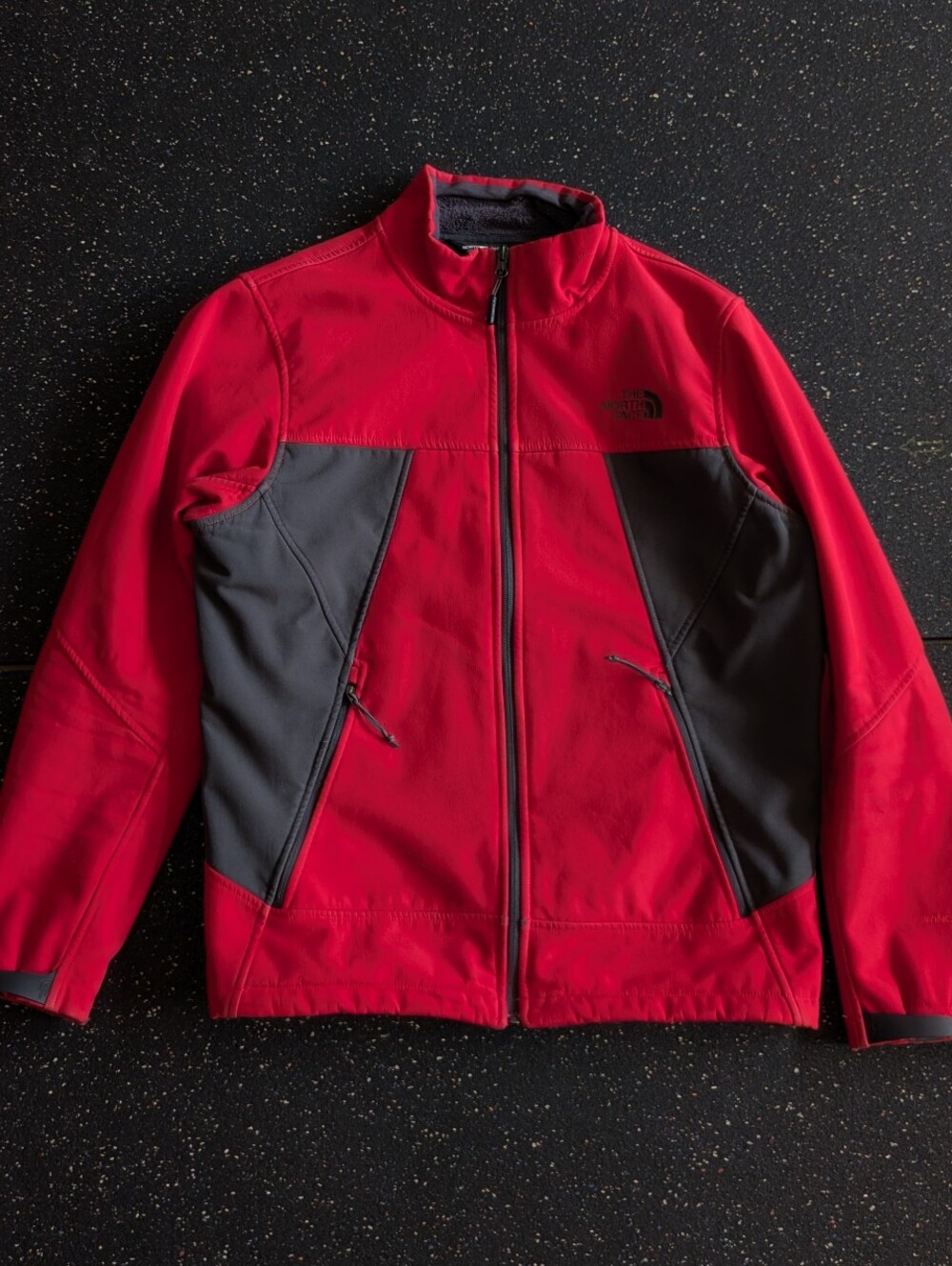 The North Face Softshell Jacket Mens Red Black Full Zip Fleece Lined Medium